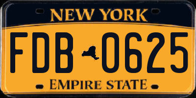 NY license plate FDB0625