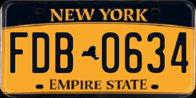 NY license plate FDB0634