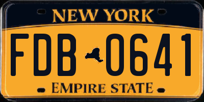 NY license plate FDB0641