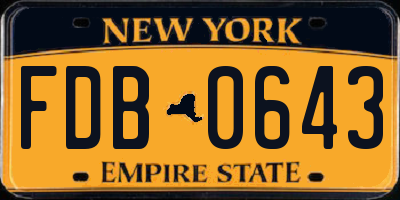 NY license plate FDB0643