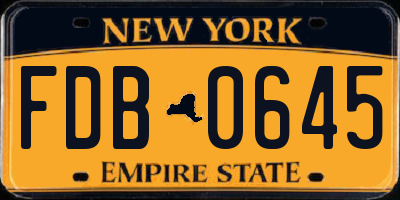 NY license plate FDB0645