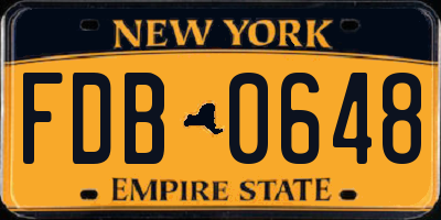NY license plate FDB0648