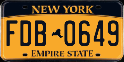 NY license plate FDB0649