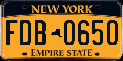 NY license plate FDB0650