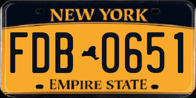 NY license plate FDB0651