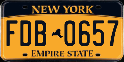 NY license plate FDB0657