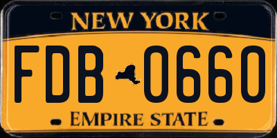 NY license plate FDB0660