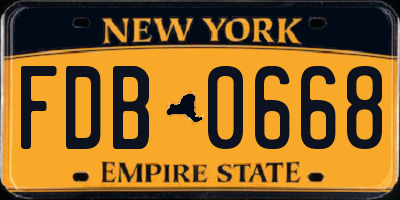 NY license plate FDB0668
