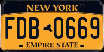 NY license plate FDB0669