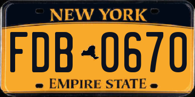 NY license plate FDB0670