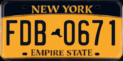 NY license plate FDB0671