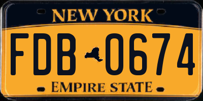 NY license plate FDB0674