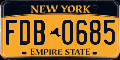 NY license plate FDB0685