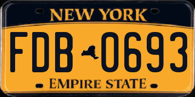 NY license plate FDB0693