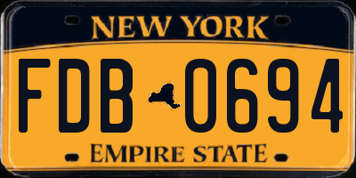 NY license plate FDB0694