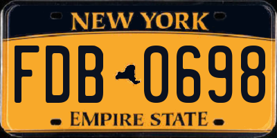 NY license plate FDB0698