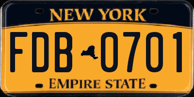NY license plate FDB0701