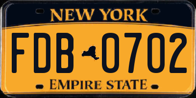 NY license plate FDB0702