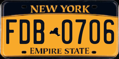 NY license plate FDB0706