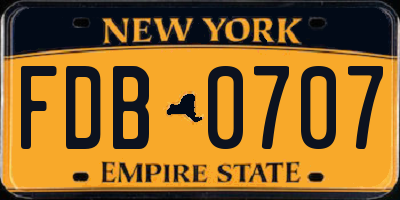 NY license plate FDB0707