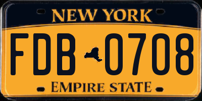 NY license plate FDB0708
