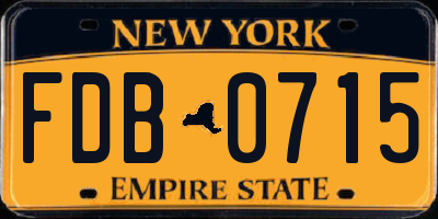 NY license plate FDB0715