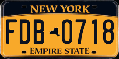 NY license plate FDB0718