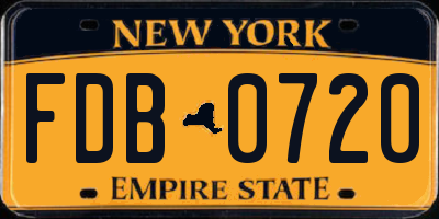 NY license plate FDB0720