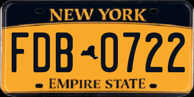 NY license plate FDB0722