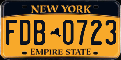 NY license plate FDB0723