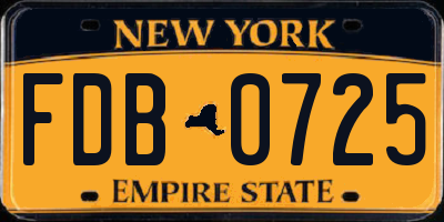 NY license plate FDB0725