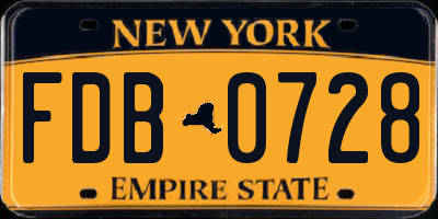 NY license plate FDB0728