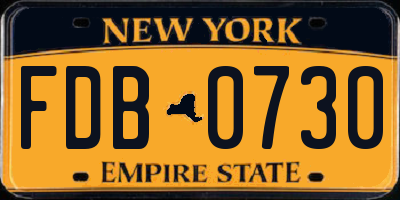 NY license plate FDB0730