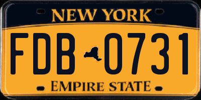 NY license plate FDB0731