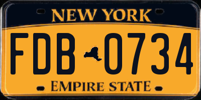 NY license plate FDB0734