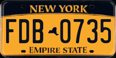 NY license plate FDB0735