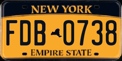NY license plate FDB0738