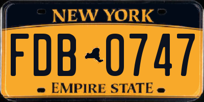 NY license plate FDB0747