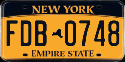 NY license plate FDB0748