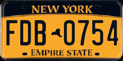 NY license plate FDB0754