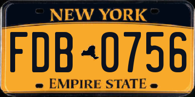 NY license plate FDB0756