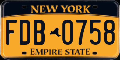 NY license plate FDB0758