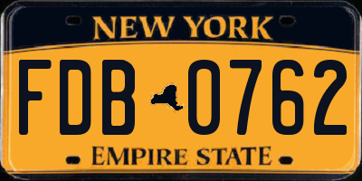 NY license plate FDB0762
