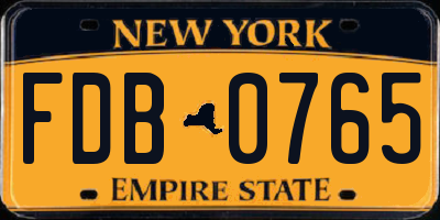 NY license plate FDB0765