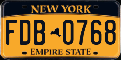 NY license plate FDB0768