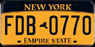 NY license plate FDB0770