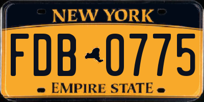 NY license plate FDB0775