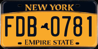 NY license plate FDB0781