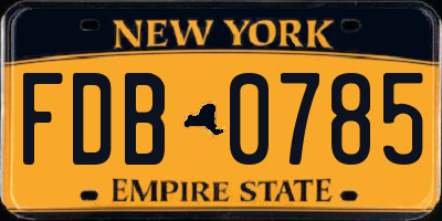 NY license plate FDB0785