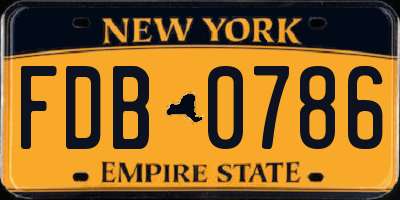 NY license plate FDB0786